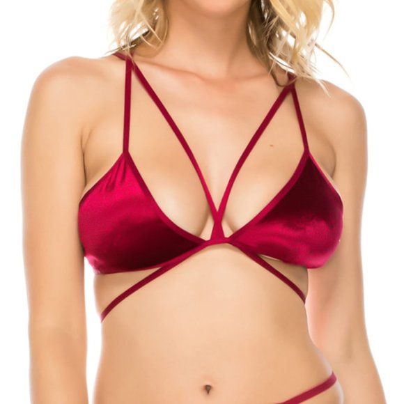 TaniaSweetFinds Other - Strappy Velvet Wine Bralette